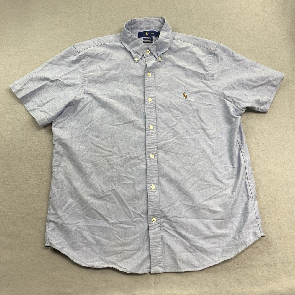 Ralph Lauren Shirt Mens L Blue Button Down Classic Fit RL Untucker Oxford Pony